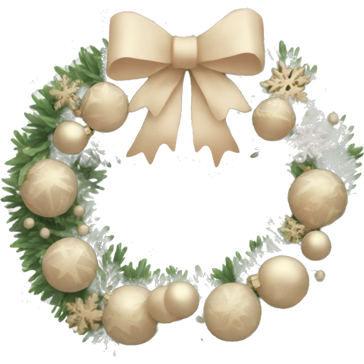 Pastel beige Christmas wreath emoji