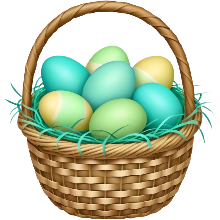 Easter basket with light green and turquoise eggs emoji
