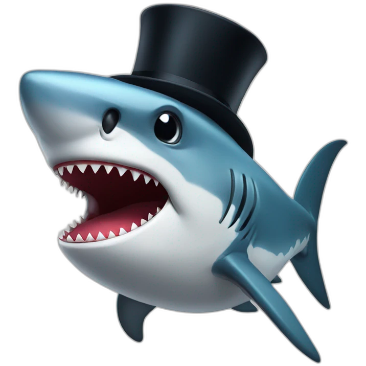 Shark with a top hat emoji