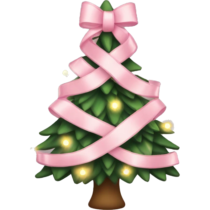 Christmas tree with light pink bows and lights emoji