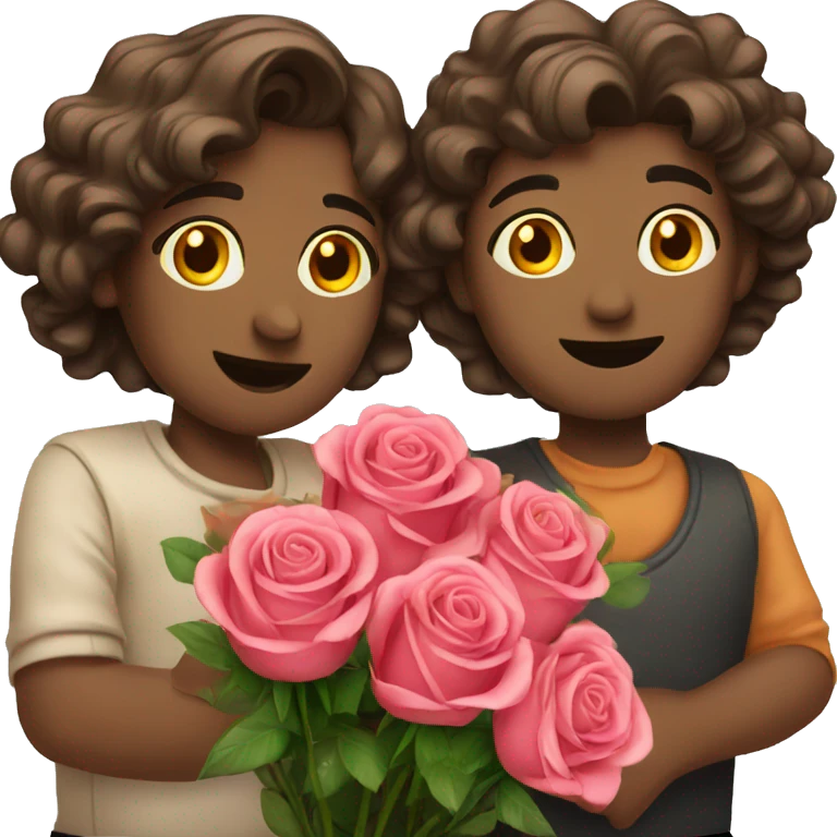 couple bouquet roses emoji