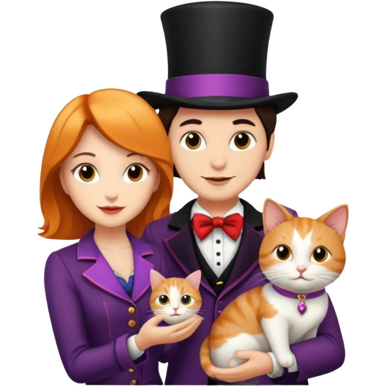 magician couple and their pet cat emoji