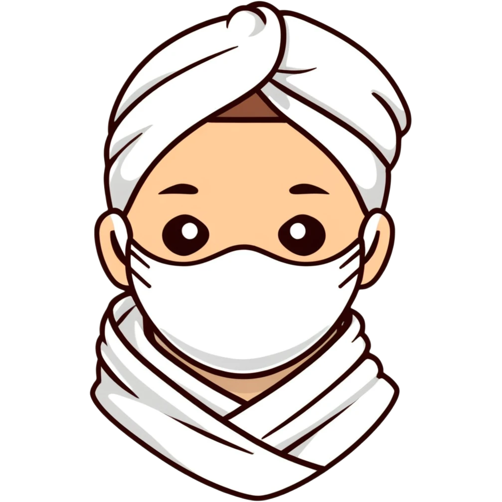 white man with a facial mask and towel at a spa emoji