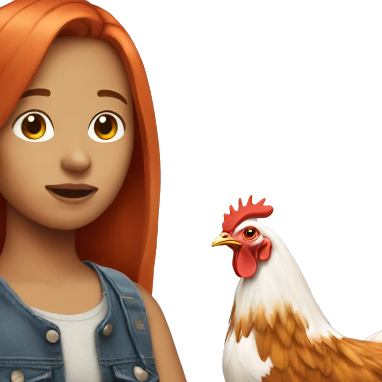 red hair teenager with a chicken emoji