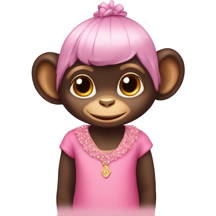 Little chimp in pink dress emoji
