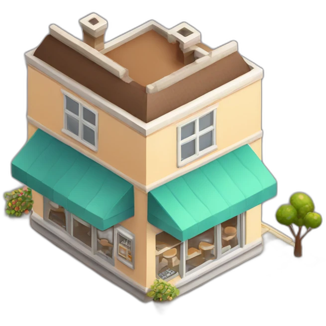 latte cafe house isometric emoji