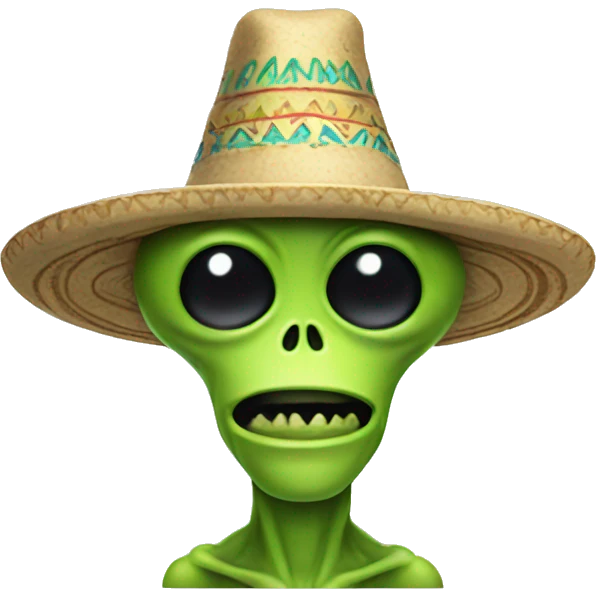 Cartoon alien wearing sombrero emoji