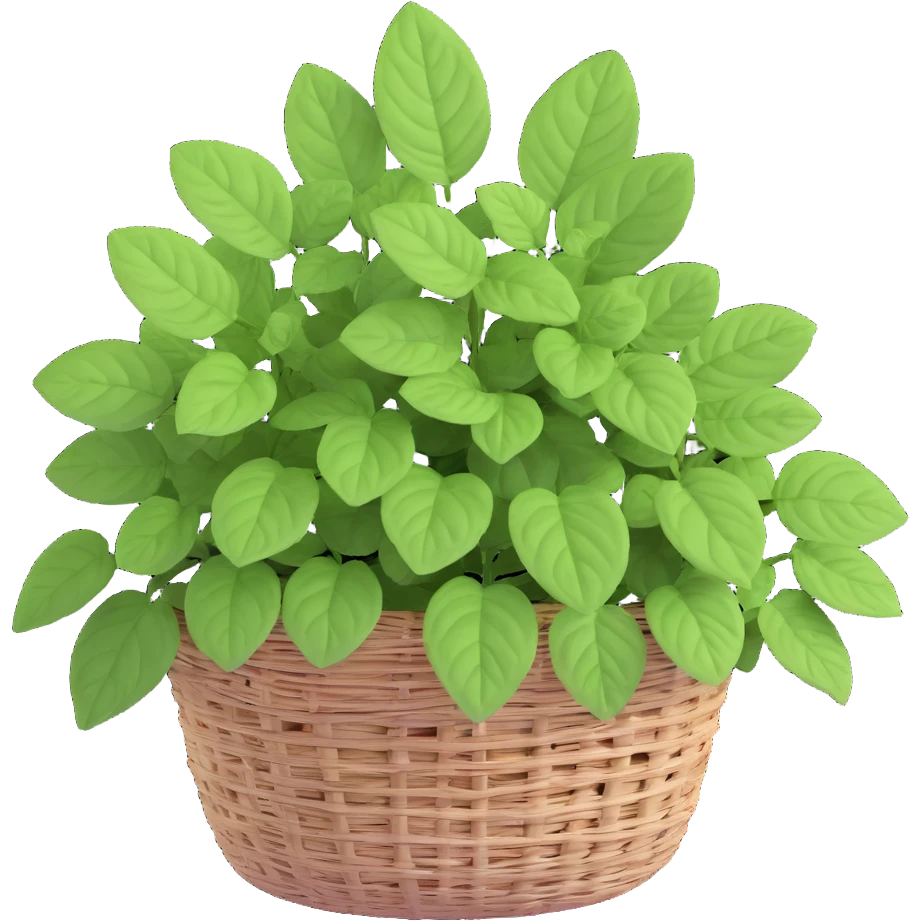 Plectranthus Verticillatus Swedish Ivy with trailing stems and round leaves in a coconut fiber basket emoji
