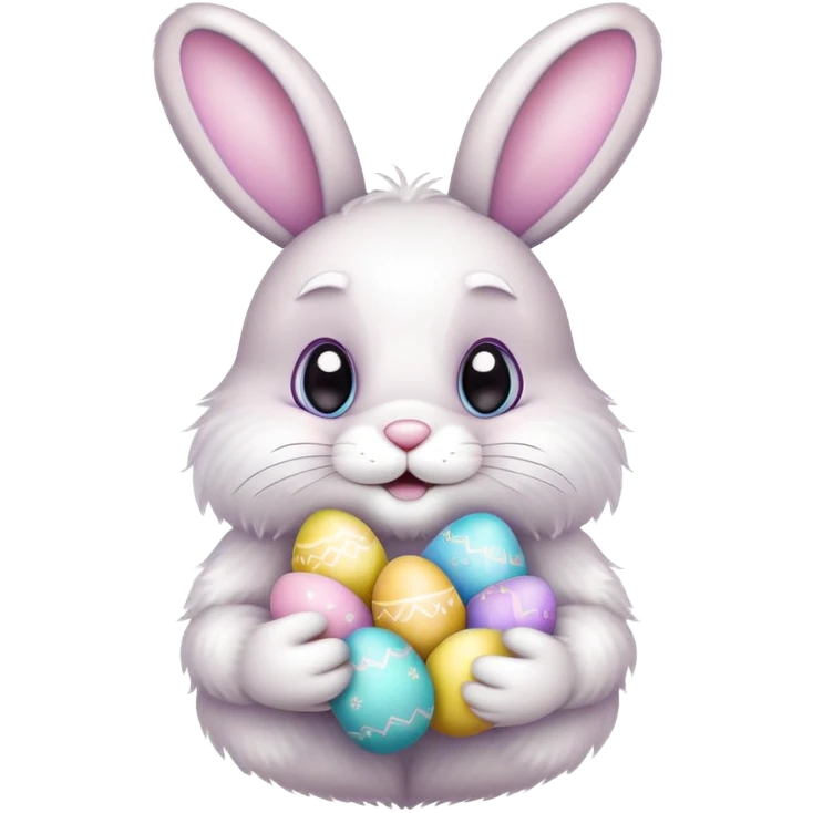 Easter bunny with colorful eggs emoji