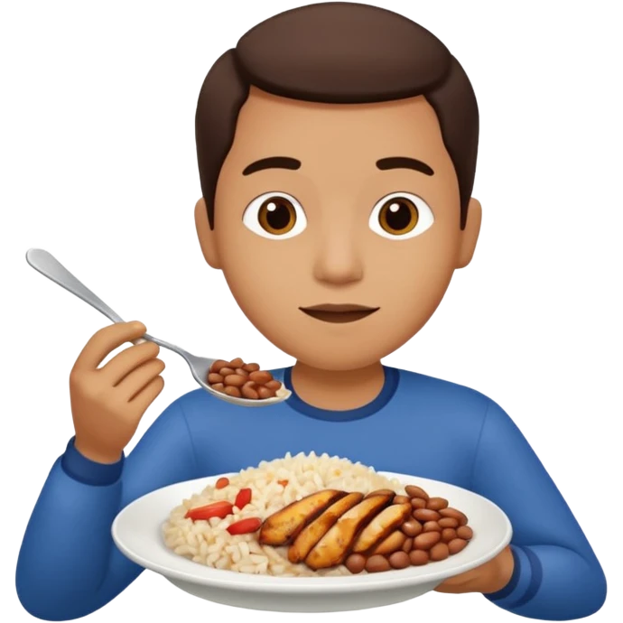 Create a person having lunch. Not a sandwich. Rice, beans and chicken. emoji