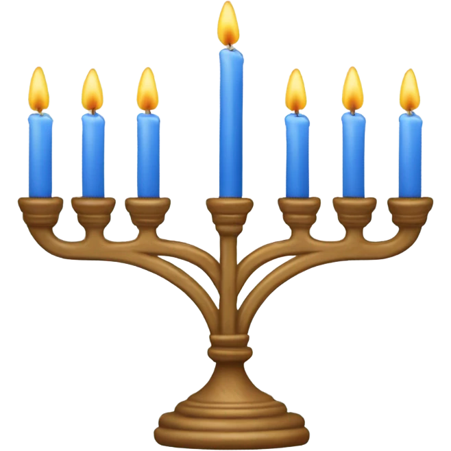 Eight candle menorah with blue Star of David in center emoji
