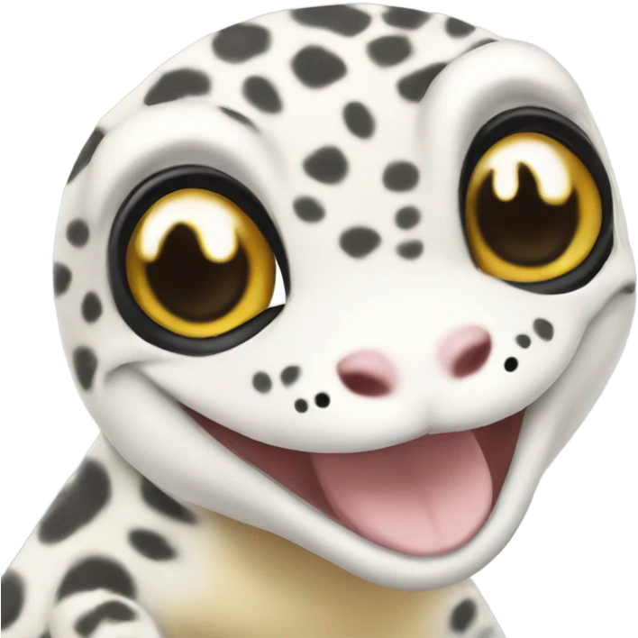 White leopard gecko smiling emoji
