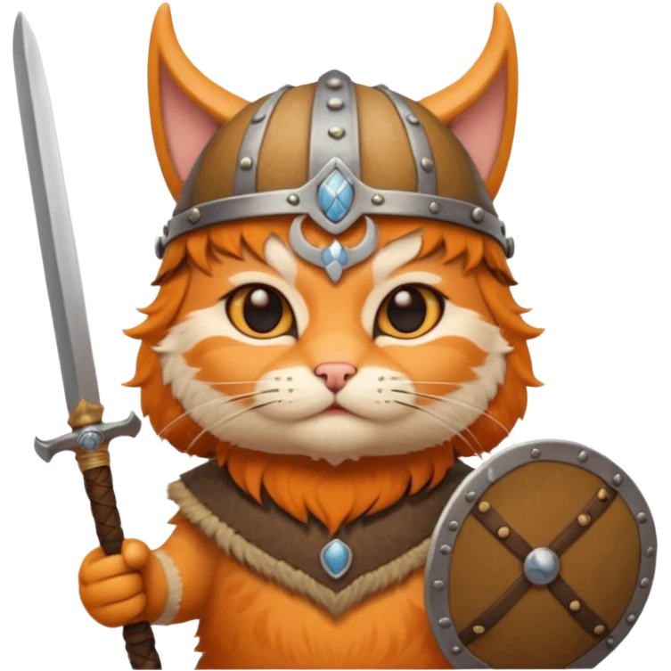 Viking Cat in viking hat holding tiny sword emoji