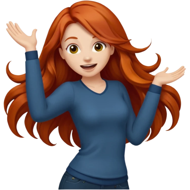 Excited long haired redhead butt shake emoji