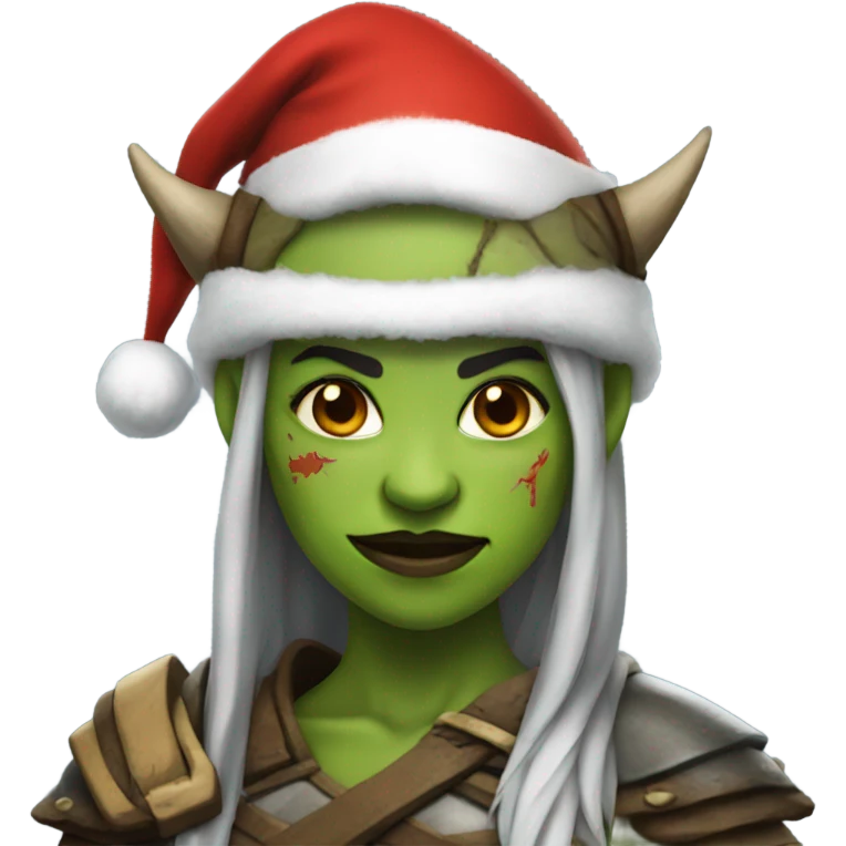 orc female warrior with santa hat emoji