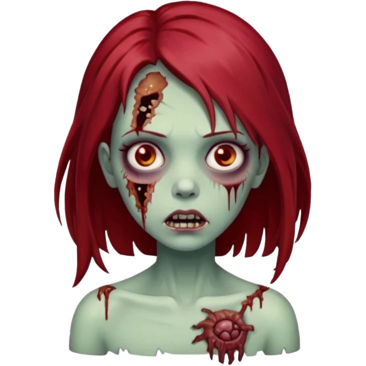 A zombie girl with dark red mid length  hair emoji
