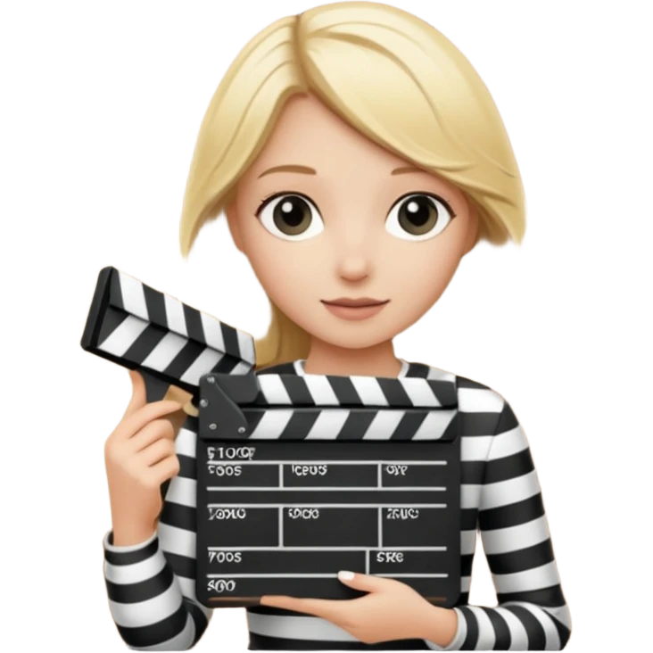 Blonde girl with film clapboard emoji