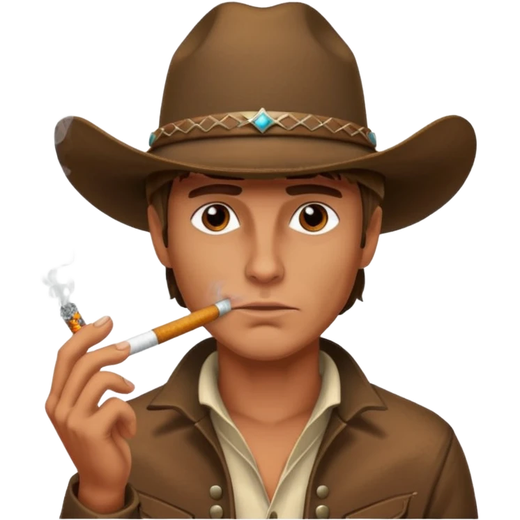 Serious guy with a cowboy hat smoking emoji