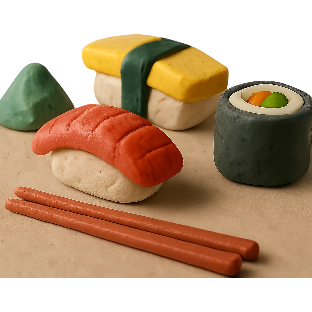 claymation style sushi emoji