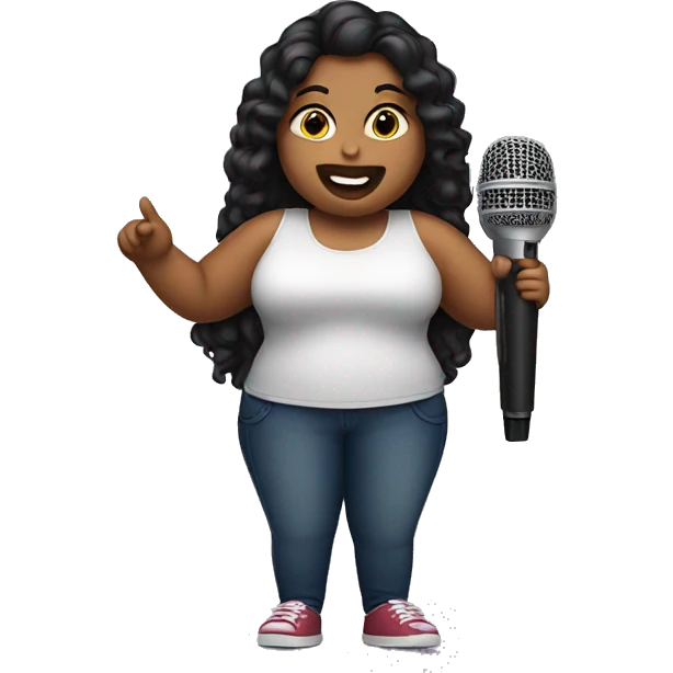 A plus size girl with a microphone  emoji