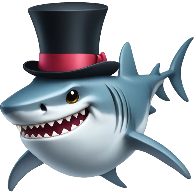 Shark with a top hat emoji