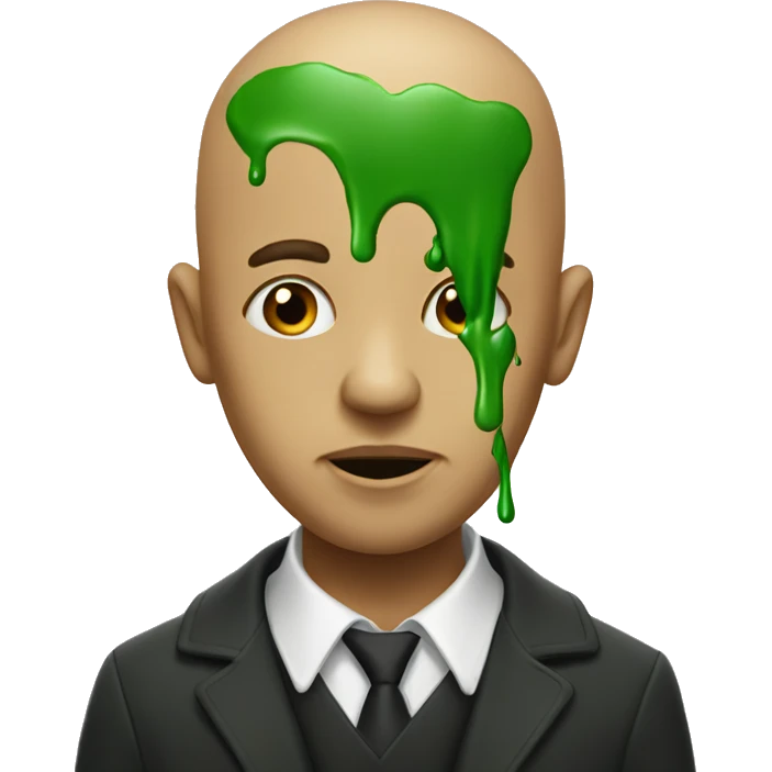 Tan bald guy green paint dripping from mouth emoji