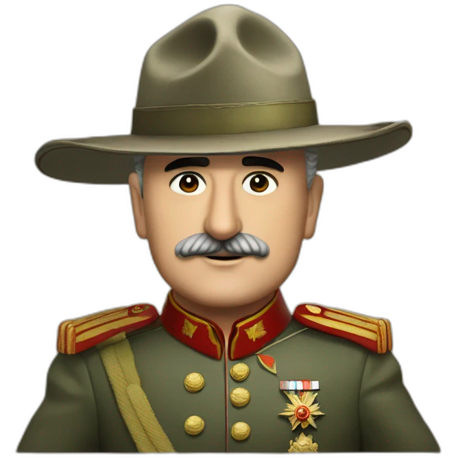 General Francisco Franco saludando, con el valle de los caidos de fondo y sin ningun tipo de sombrero emoji