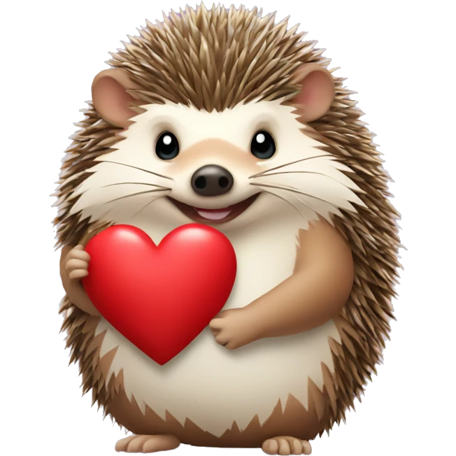 Hedgehog with a bow and holding a heart emoji