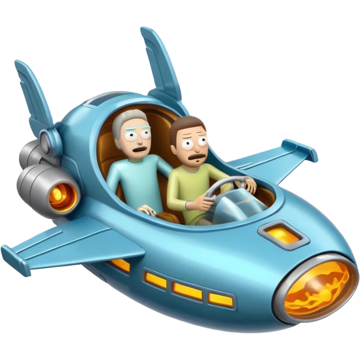 Hot wheel Rick and Morty flying in spaceship to citadel  emoji