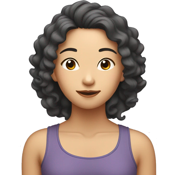 long curly hair asian doing yoga emoji