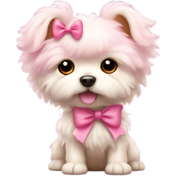 Pink fluffy small dog with cute bow  emoji