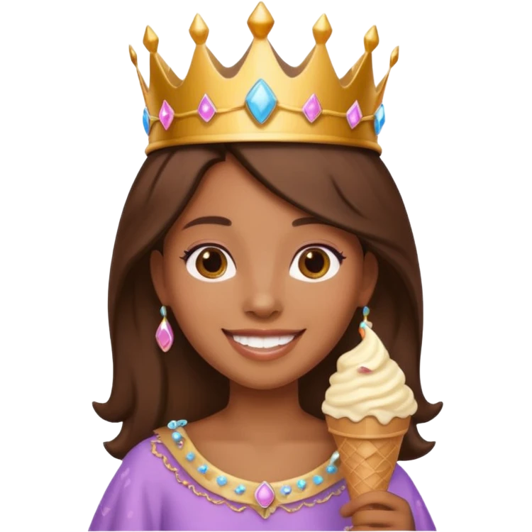 brown Princess with ice cream emoji