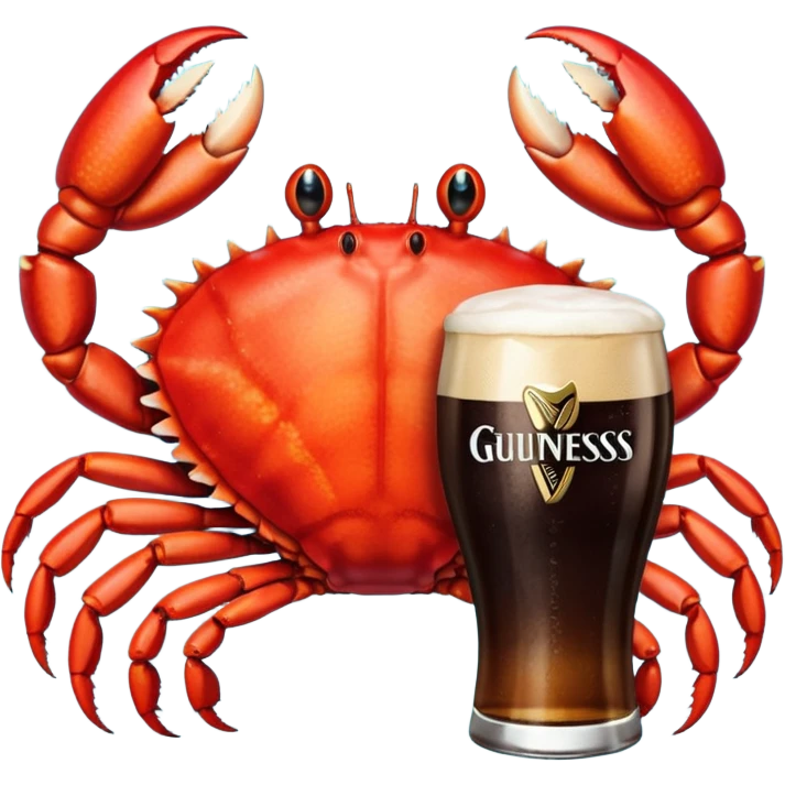 A crab holding a guiness emoji