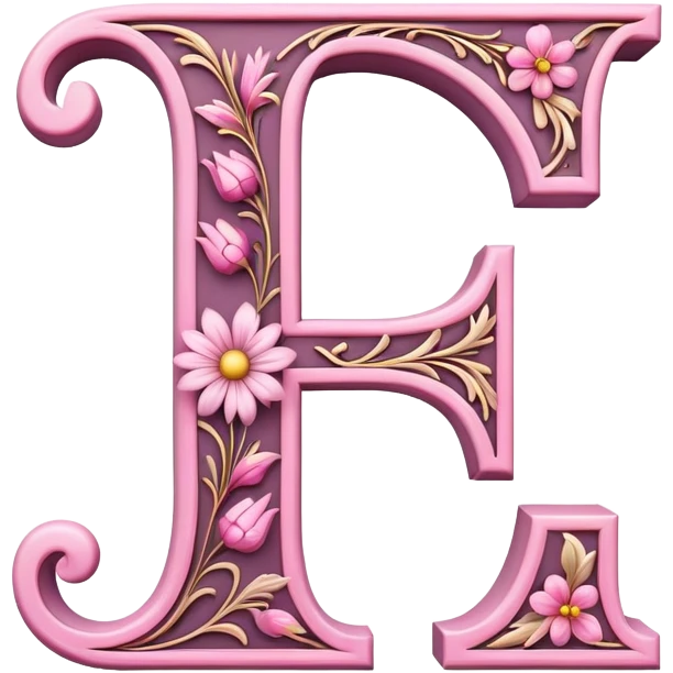 Pink, romantic, flowery, the letter “F” emoji