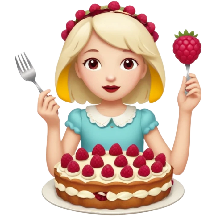 Raspberry torte human full body and legs girl with a raspberry barrette on her head emoji