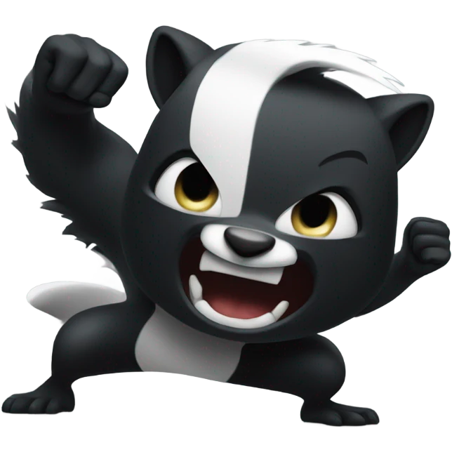 Skunk smashing tv screen in anger emoji