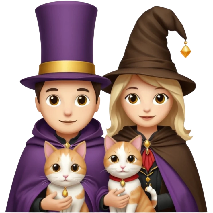 magician couple and their pet cat emoji