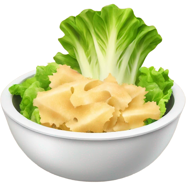 a bowl with lettuce, chicken and parmesan emoji