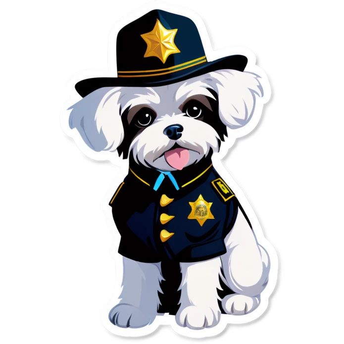 Maltese dog in a sheriffs outfit  emoji