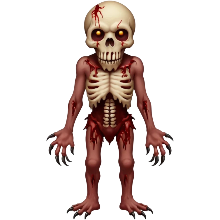 A Hideous mutated monster covered in rotton flesh and bloodin the style of your bleeding skull art, full body emoji