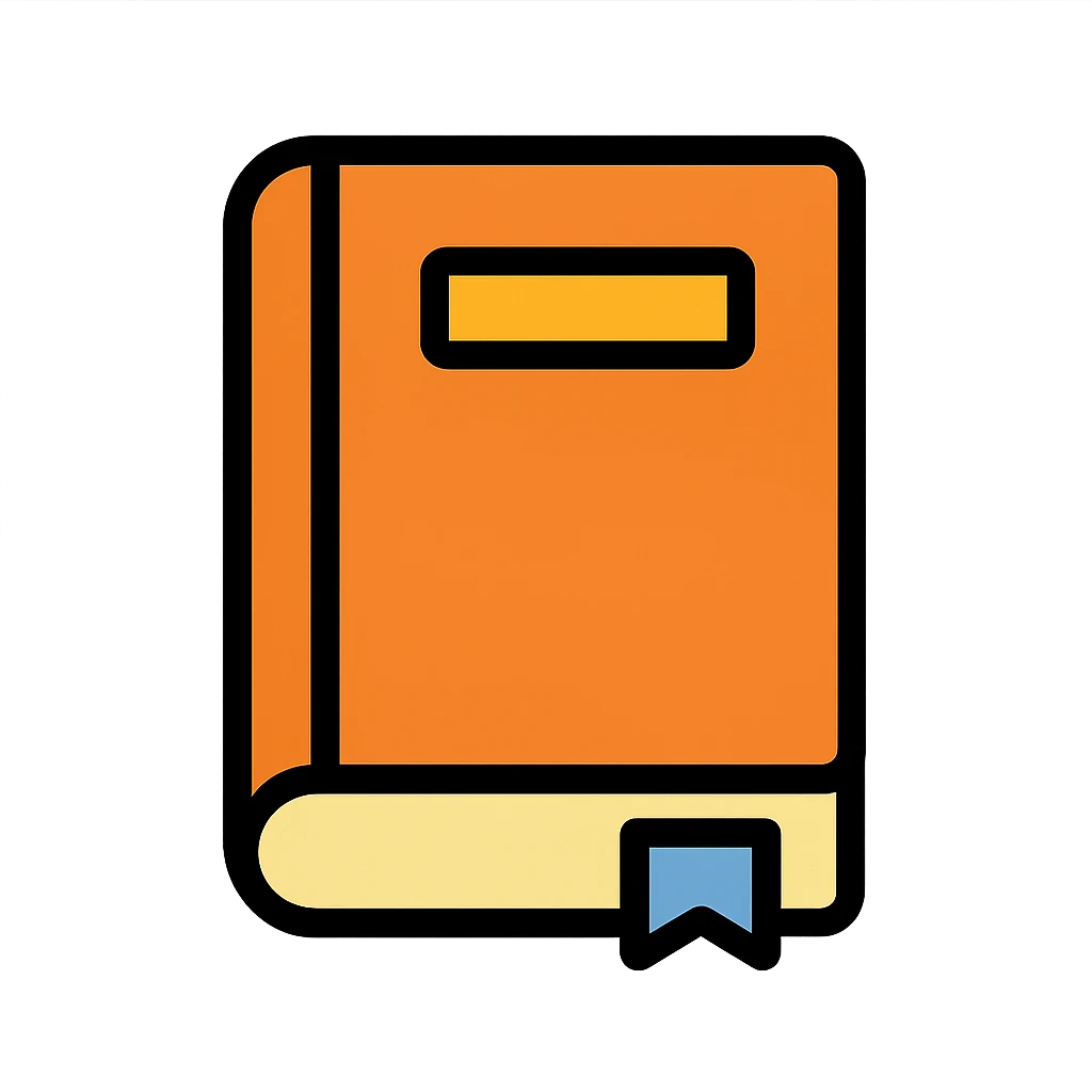 front facing orange book, minimalistic style emoji