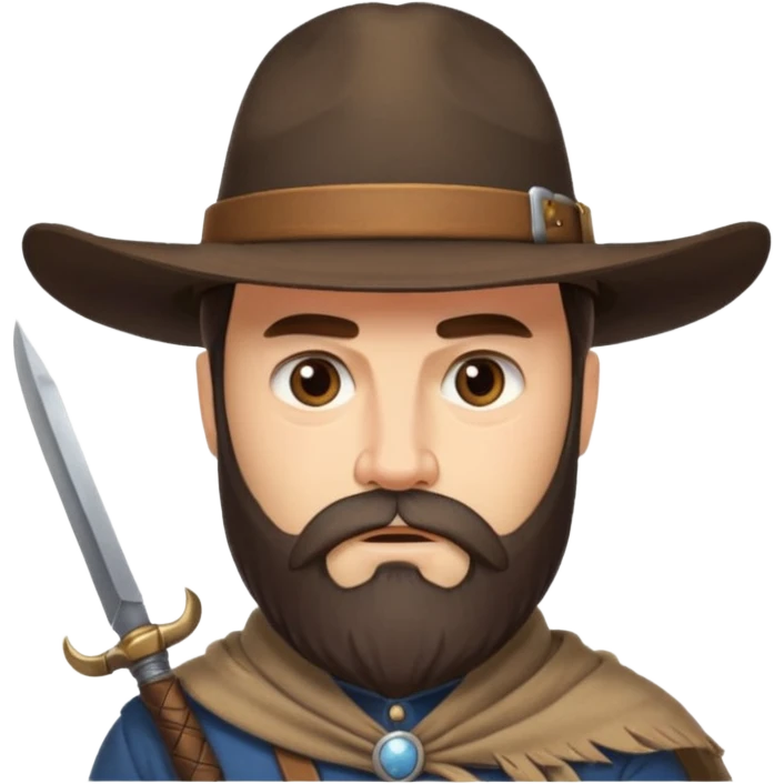 a western earl with full beard, wearing hat, having blade emoji
