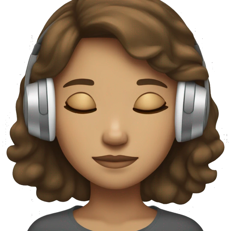 Brown haired light skined girl sleeping with headphones emoji
