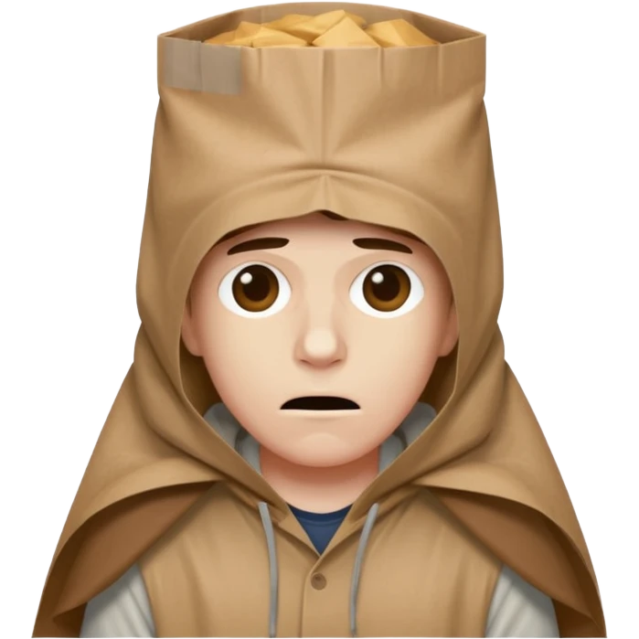 A Yankees fan wearing a brown paper bag over his head in great shame emoji
