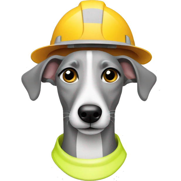 Whippet with construction hat emoji