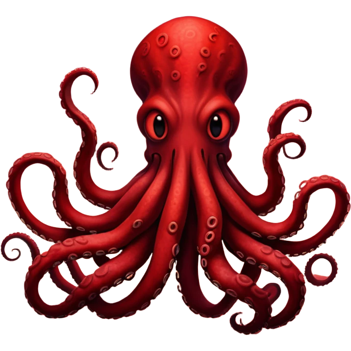 Shadowy tentacle creature in front of a bright red cloudy sky emoji