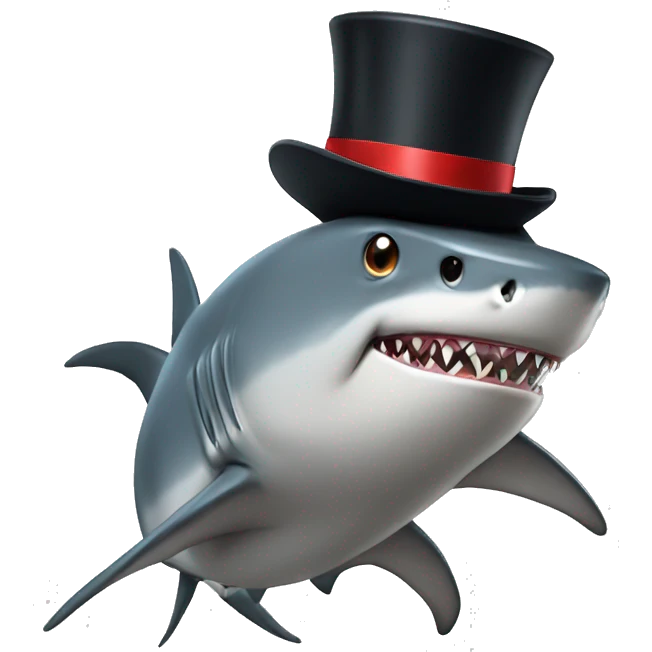 Shark with top hat emoji
