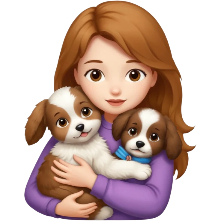 girl hugging puppy emoji