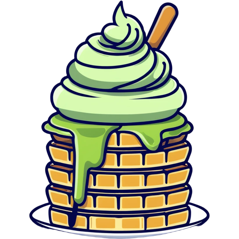 matcha ice cream on a stack of waffles emoji