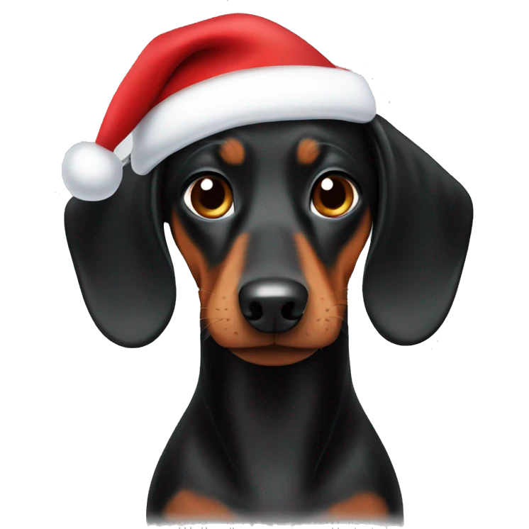 Black dachshund in a Santa hat emoji
